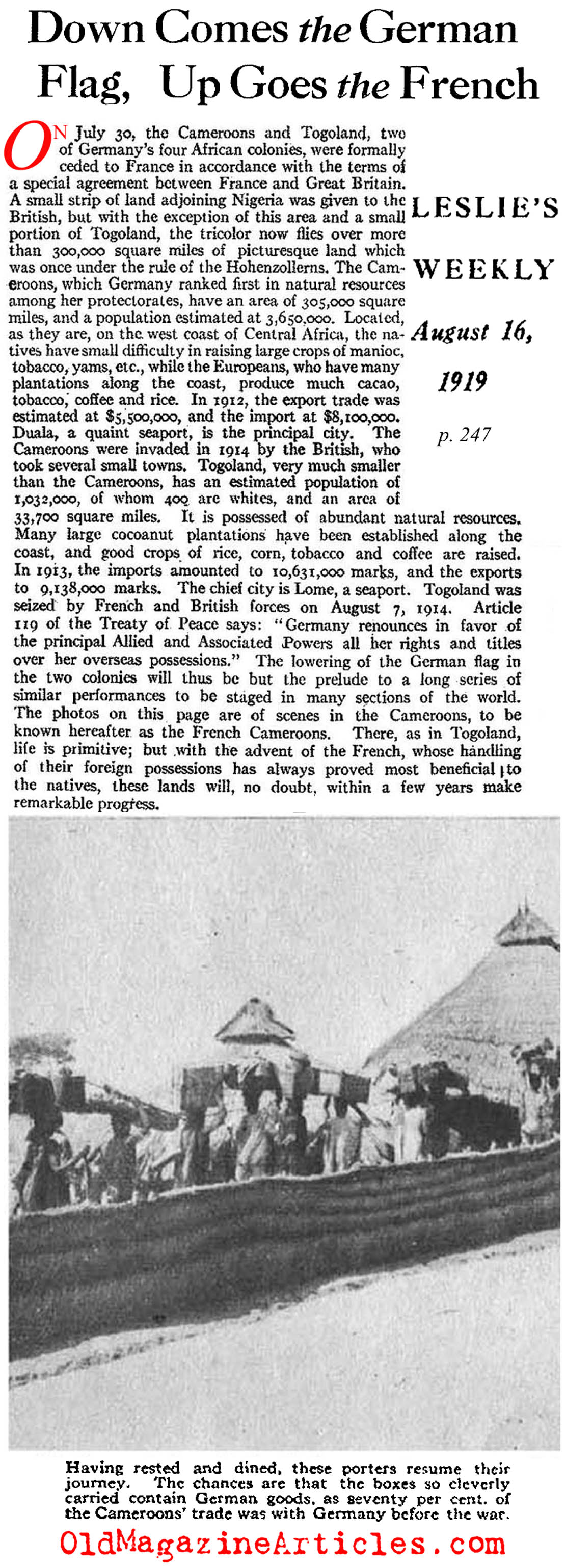 The Versailles Treaty and the German Colonies (Leslie's Weekly, 1919)